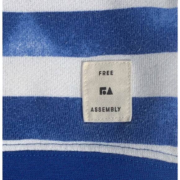 Free Assembly Stripe French Terry Sweatshirt Vintage Wash Blue Men's Medium - Picture 4 of 9